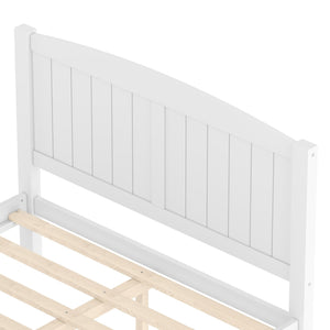 English Elm Full Metal Loft Bed with Sturdy Frame, Easy-Climb Ladder, Guardrails & Underbed Storage Space Light White W1580P374310