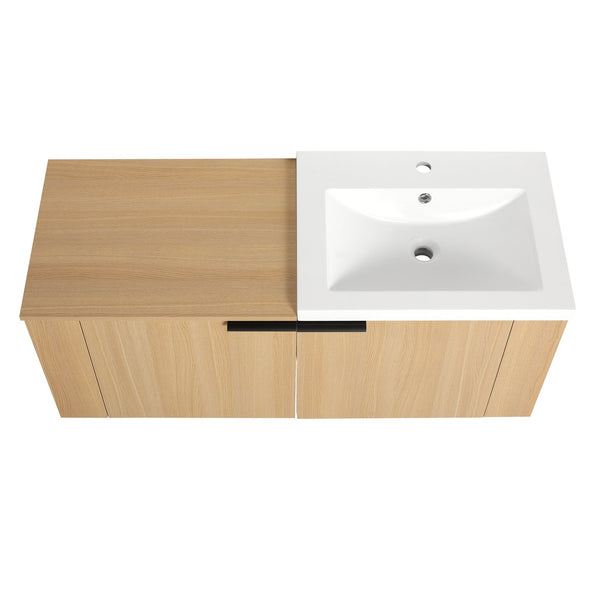 English Elm 48 Modern Bathroom Vanity Sink Combo with Soft-Close Doors, Engineered Wood, Spacious Storage, Easy Assembly Oak W1972S00013