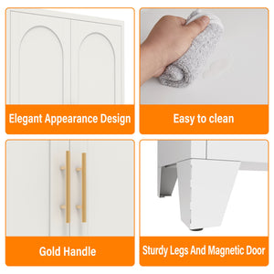 English Elm 71'' Steel 2-Door Locking Cabinet with Adjustable Shelves, Secure Metal Storage for Home Office White W3387P306305