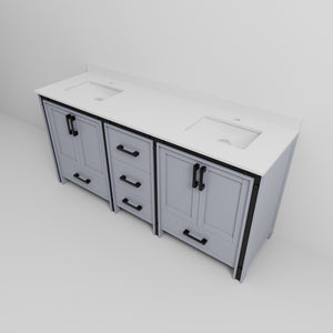 English Elm Dark Grey Double Bath Vanity 72" W X 22" D – Elegant White Quartz Top, Ample Storage & Soft-Close Features B2731P260635
