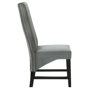 English Elm Dempsey Corduroy and Velvet Upholstered Dining Chairs with Tall Back Set of 2 Grey B062P440300