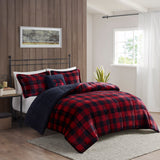 Woolrich Alton Lodge/Cabin Plush to Sherpa Down Alternative Comforter Set WR10-3100 Red/Black Buffalo Check