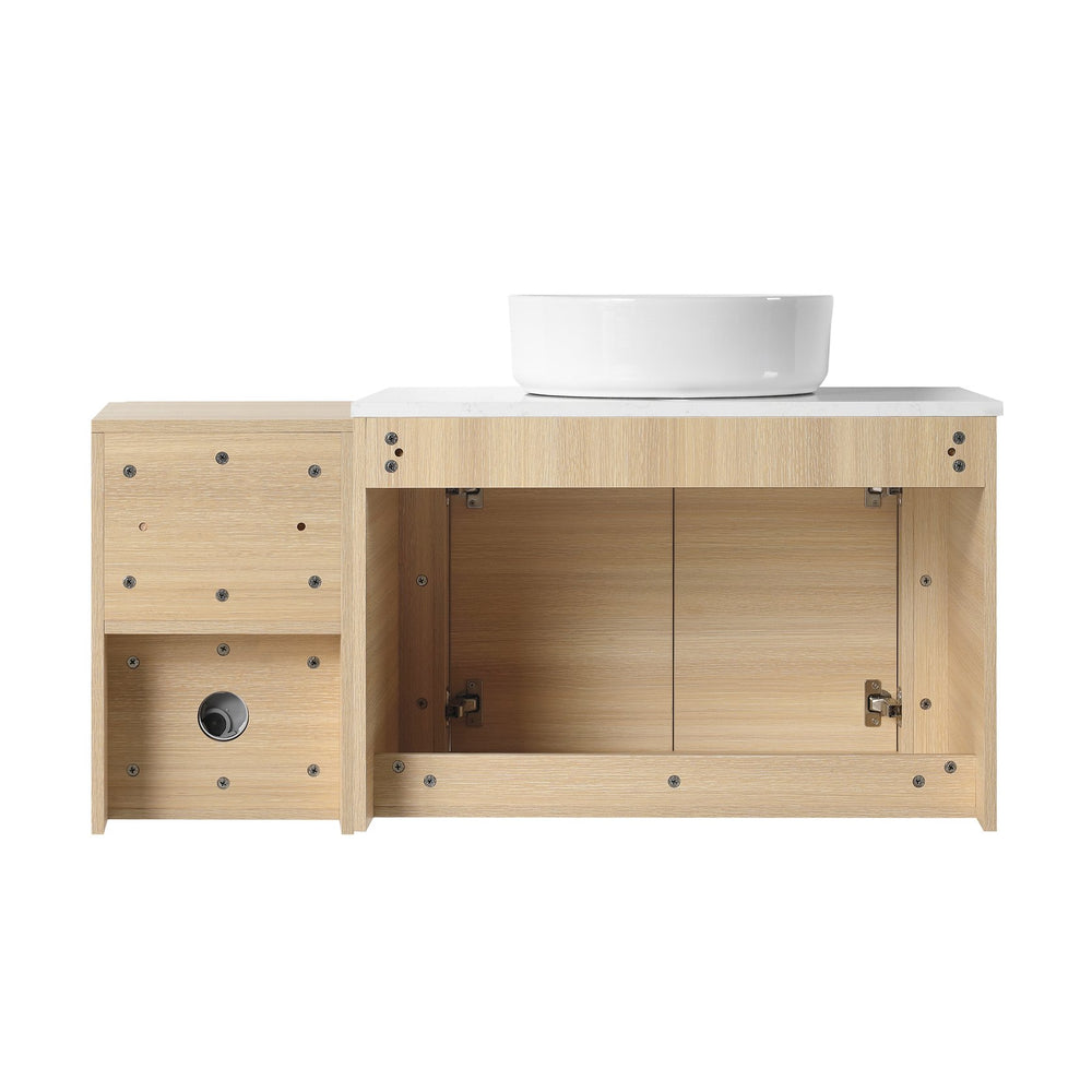 English Elm 42'' Modern Wall-Mounted Bathroom Vanity With Soft-Close Doors, Ceramic Sink & Ample Storage Solutions W999S00473