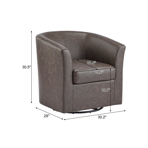 English Elm Christopher Knight Home® - Wilmore Faux Leather Swivel Barrel Chair with 360° Rotation, Tub Design, Gold-Accent Finish, No Assembly Required Dark Brown 32 L x 30.75 W x 29 H N776P246091D