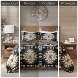 Woolrich Sierra Southwest Oversized Print Plush Quilt Set WR13-3324 Tan/Black