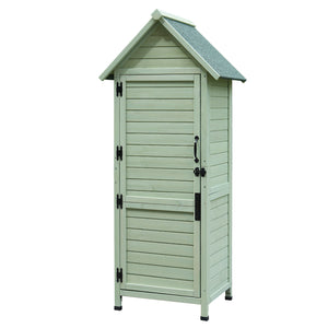 English Elm Outdoor Solid Fir Vertical Storage Shed with Lockable Door Asphalt Roof and Two Shelves W1431P483789