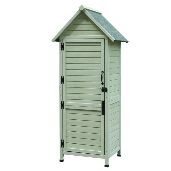 English Elm Outdoor Solid Fir Vertical Storage Shed with Lockable Door Asphalt Roof and Two Shelves W1431P483789
