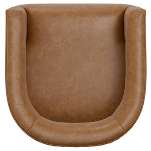 English Elm Brown Swivel Accent Chair Wraparound Geometric Cutout Textured Fabric Living Room Seat Brown B2709P474252