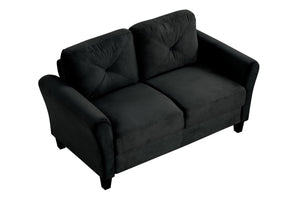 English Elm Couch Luxurious Black Velvet Sectional Set 1+2+3 - Modern Comfort For Stylish Living Spaces! W2121S00011