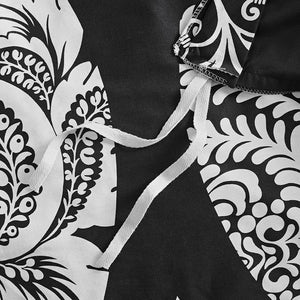 English Elm King/Cal King Vienna 6-Piece Printed Duvet Cover Set – 100% Cotton Sateen, Damask Design, Flange Trim & Decorative Pillows B03597370