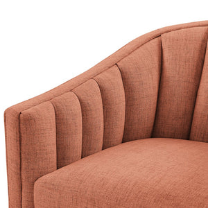 English Elm Solitude Skirted Swivel Accent Chair with Channel Tufting, Durable Polyester, 360° Metal Swivel, Plush Coil Seat Coral B050P390591