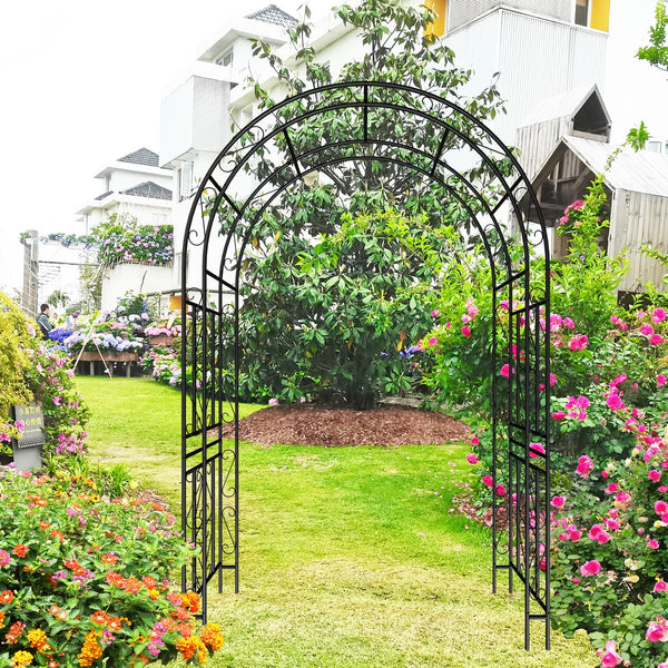 English Elm Metal Garden Arch Powder Coated Steel Frame for Climbing Roses and Pathway Decor W1586P268781