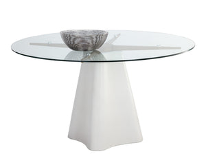 Sunpan Moda Modern 55" Dining Table with Clear Tempered Glass Top and Antique Brass Base for Stylish Dining White