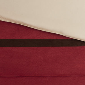 English Elm 7 Madison Park Palmer 7-Piece Faux Suede Comforter Set Cal King Pieced Microsuede Gray Accents, Plush Red 18.7 L x 13.58 W x 10.83 H B03596839