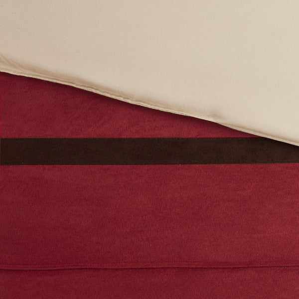 English Elm 7 Madison Park Palmer 7-Piece Faux Suede Comforter Set Cal King Pieced Microsuede Gray Accents, Plush Red 18.7 L x 13.58 W x 10.83 H B03596839