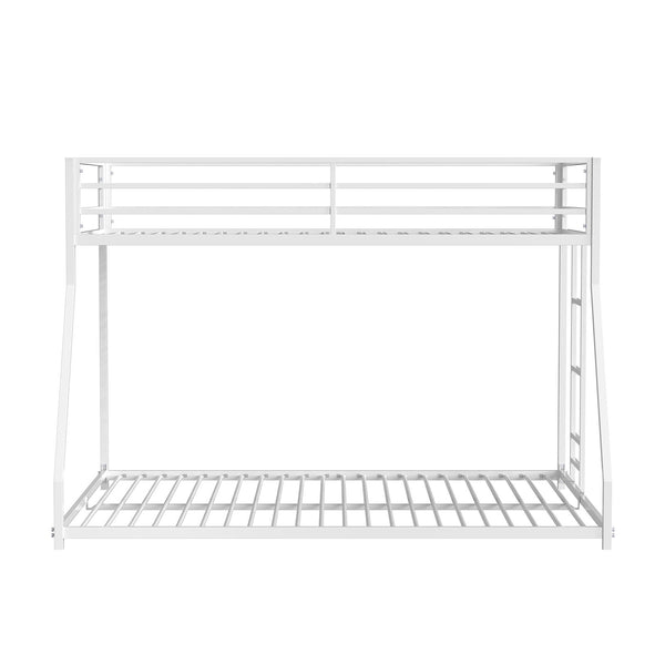 English Elm Twin Metal Low Bunk Bed Durable Full Frame Industrial Style Attached Ladder Space-Saving Design Matte White 81 L x 15 W x 7 H B2741P391248