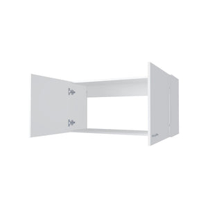 English Elm White 2-Door Wall Cabinet with Melamine Finish, 39.4" Wide Storage, Elegant Contemporary Kitchen Organizer B062P227650
