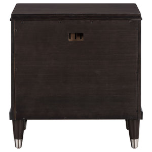 English Elm Niguel Brown 2-Drawer Nightstand with Felt-Lined Top Drawer, Modern Metallic Accents, Spacious Wood Storage, 27"H x 26"W Elegance B062P299914