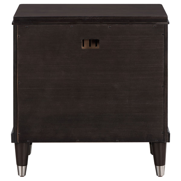 English Elm Niguel Brown 2-Drawer Nightstand with Felt-Lined Top Drawer, Modern Metallic Accents, Spacious Wood Storage, 27"H x 26"W Elegance B062P299914