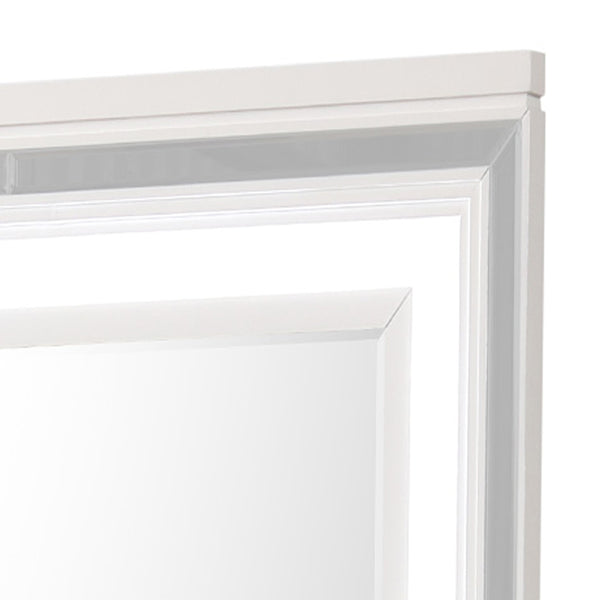 English Elm Genoa Led Illuminated Wall Mirror with White Wood Frame for Bedroom Dresser Decor B078P497938