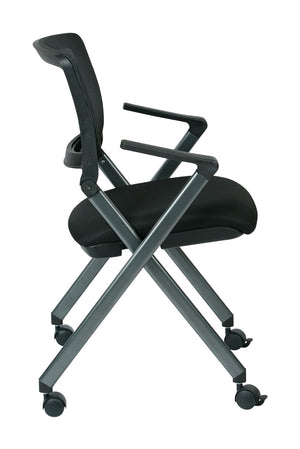 OSP Home Furnishings Folding Chair with Mesh Back Foam Seat and Titanium Frame for Office or Event Use FC8487-231