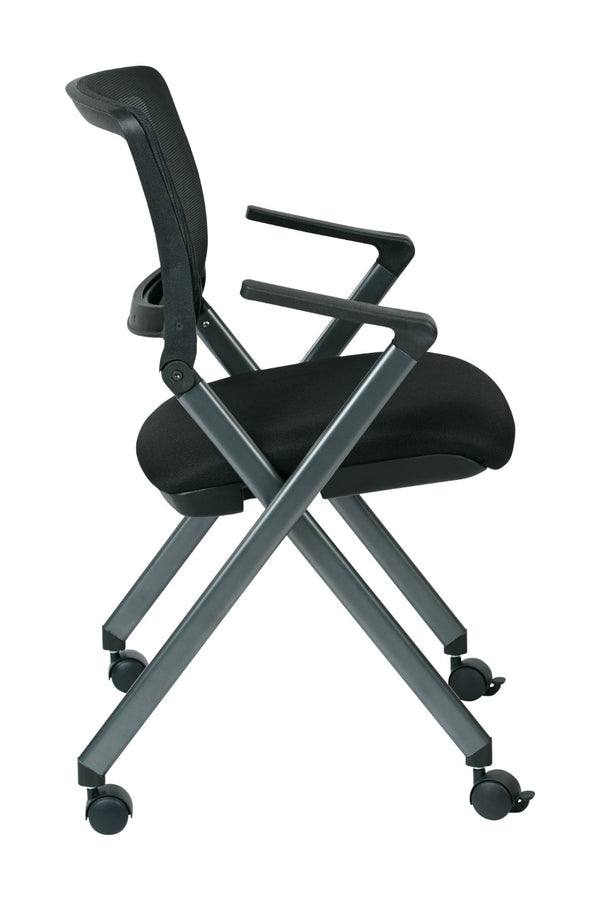 OSP Home Furnishings Folding Chair with Mesh Back Foam Seat and Titanium Frame for Office or Event Use FC8487-231