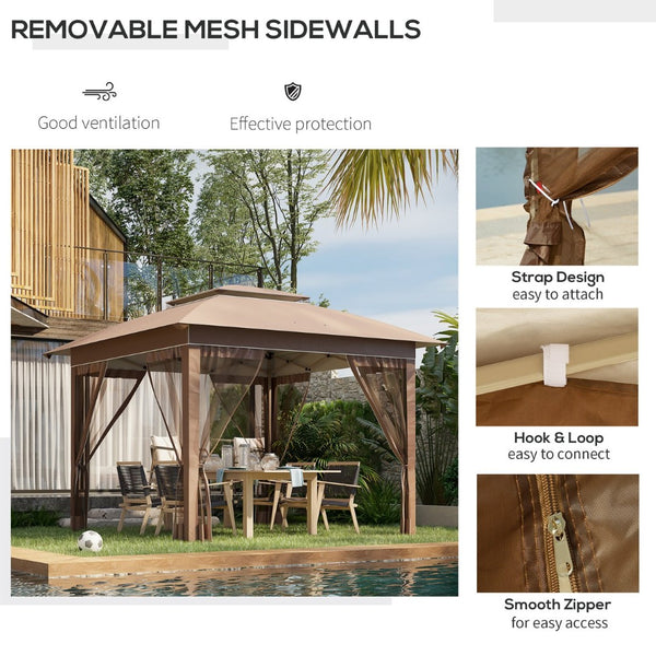 English Elm Outsunny 12' X 12' Instant Pop-Up Canopy Tent With Adjustable Height And Mesh Netting For Outdoor Fun W2225P174239-GIGA