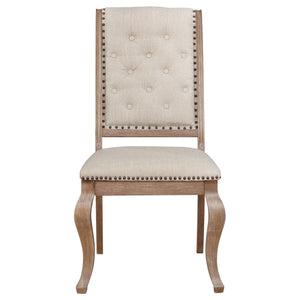 English Elm Fremont 7-Piece Barley Brown And Cream Dining Set – Elegant, Durable Wood With Cozy Upholstery B062S01025