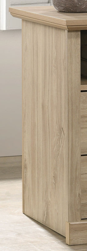 English Elm Elettra Two Drawer Nightstand with Usb Charging Oak Finish Sleek Bedroom Storage Light Oak B2749P413342