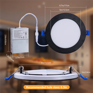 English Elm 6 Pack Slim Canless Wafer Ceiling Lights Dimmable 5cct Selectable for Any Room W2312P416003