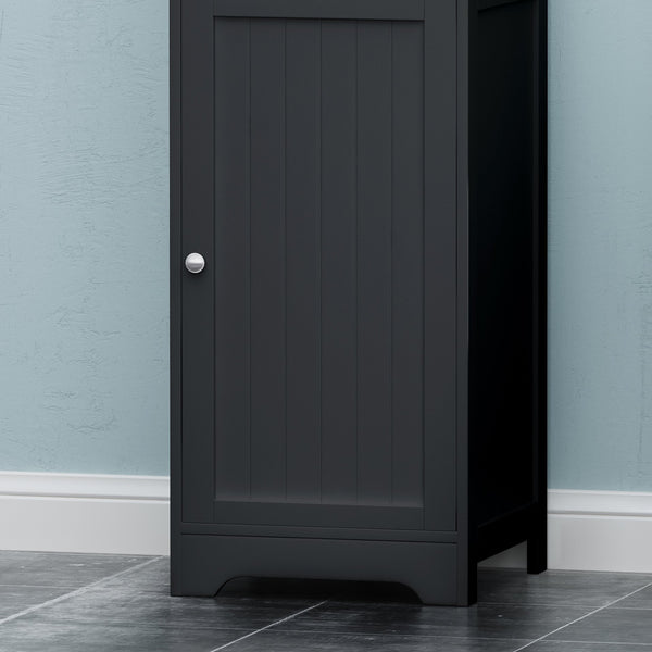 English Elm Christopher Knight Home® - BATHROOM Linen Tower Cabinet with Faux Wood Finish, Modern Slim Vertical Slat Design, Storage Organizer Black 66606.00BLK