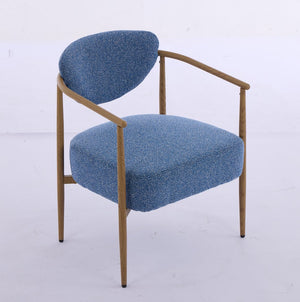 English Elm Blue Woven Fabric Dining Chair with 10cm Foam Cushion, Breathable Wear-Resistant Seat, Iron Frame W3149P375467
