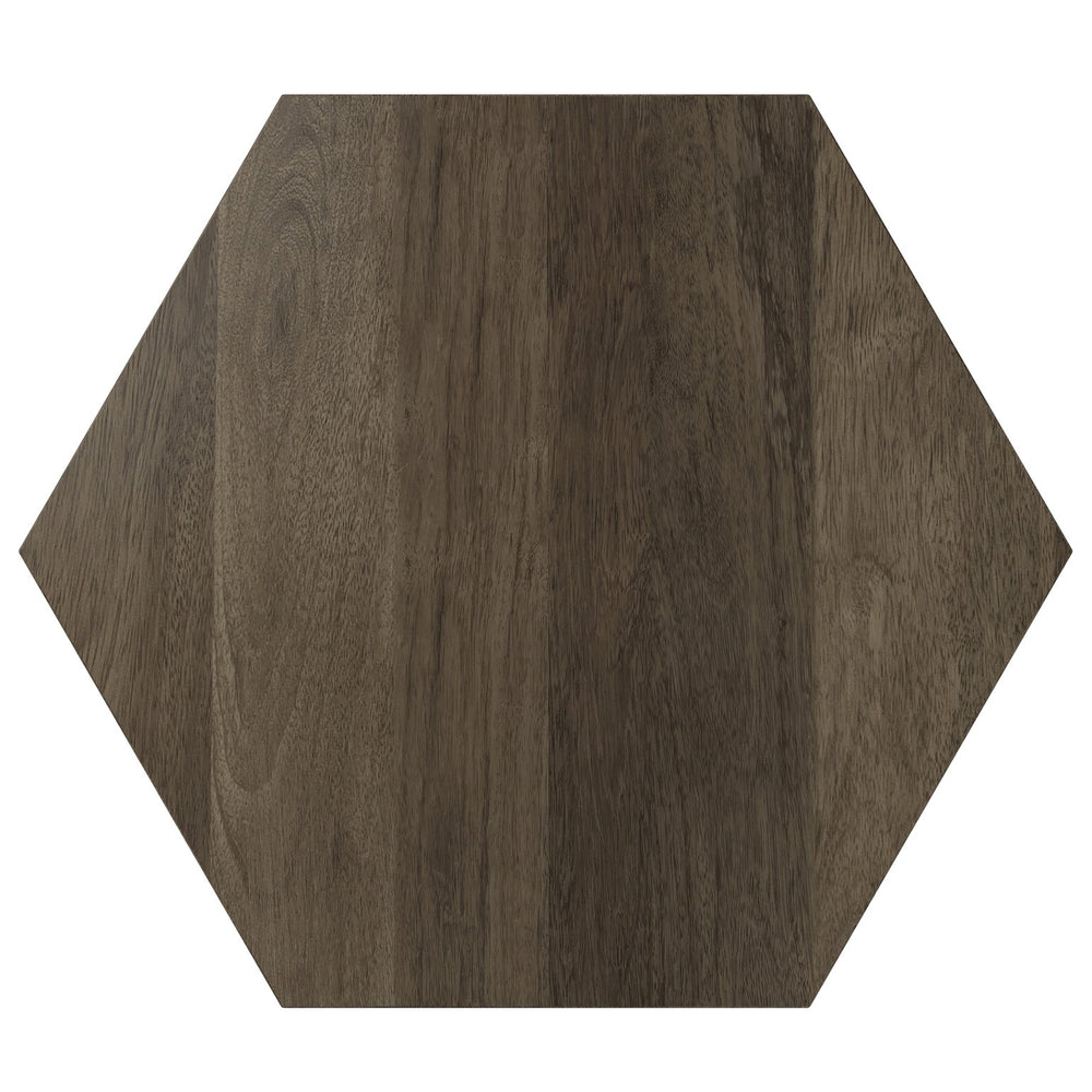 English Elm Mckinley Solid Mango Wood Hexagonal Side Table Sculptural Accent for Any Room B136P420287