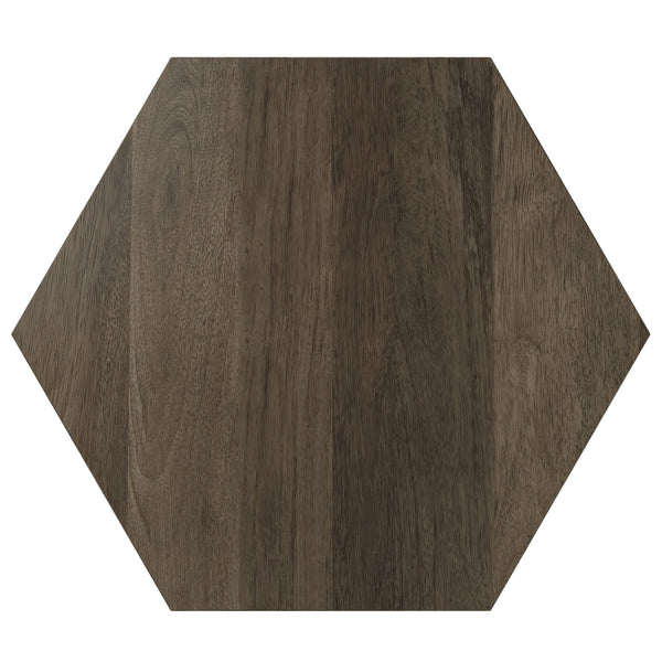 English Elm Mckinley Solid Mango Wood Hexagonal Side Table Sculptural Accent for Any Room B136P420287