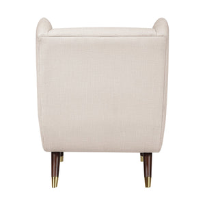 English Elm Modern Wingback Upholstered Accent Chair with Solid Wood Frame, Gold-Tip Legs, Plush Pocket Coil Comfort Beige 30.5 L x 33.5 W x 32 H B011P393050