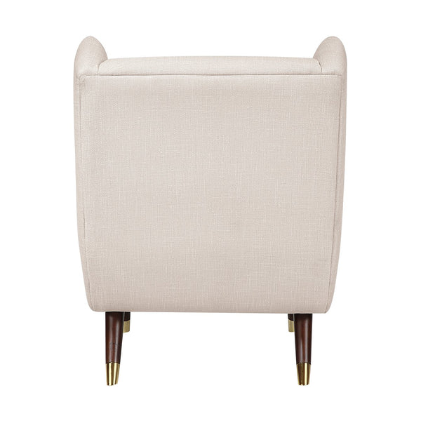 English Elm Modern Wingback Upholstered Accent Chair with Solid Wood Frame, Gold-Tip Legs, Plush Pocket Coil Comfort Beige 30.5 L x 33.5 W x 32 H B011P393050