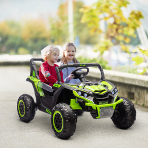 English Elm Aosom 12v Electric Kids Ride on Utv with Remote Control Suspension and Music System Green W2225P229516
