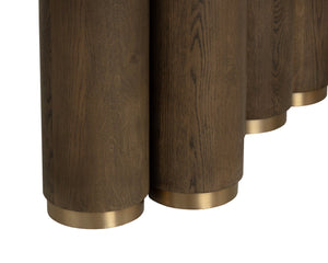 Sunpan SALIX Dining Table - 102" Warm Chocolate Oak with Sculptural Base, Perfect for Family Gatherings & Style 112358