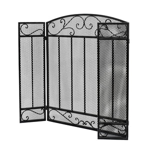 English Elm Christopher Knight Home® - FIRE Decorative Iron Fireplace Screen with Durable Mesh Shield and Classic Curved Frame for Safety and Style Black+Silver 65184.00BLKSILV