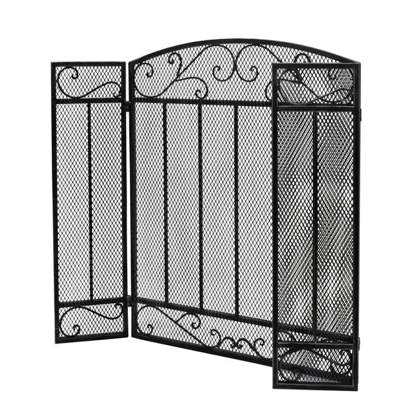 English Elm Christopher Knight Home® - FIRE Decorative Iron Fireplace Screen with Durable Mesh Shield and Classic Curved Frame for Safety and Style Black+Silver 65184.00BLKSILV