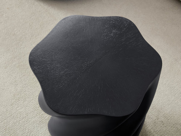English Elm 19.69'' Petal Shaped Fiberglass Drum Side Table Sculptural Organic Modern Living Room W2664P462012