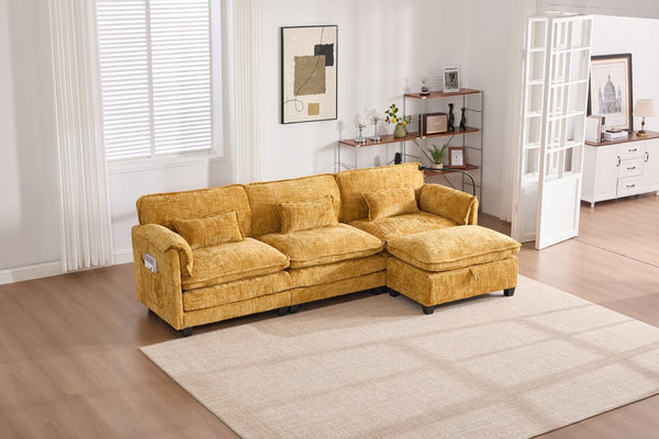 English Elm United 112" Oversized Modular Sectional Sofa For Living Room - Comfy Chenille Couch With Storage & Usb W1568S00187-GIGA