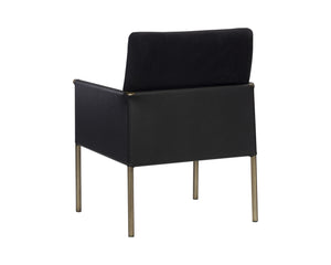 Sunpan Bellevue Lounge Chair - Elegant Upholstered Design with Antique Brass Frame and Unique Textures Abbington Black / Bravo Black