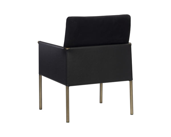 Sunpan Bellevue Lounge Chair - Elegant Upholstered Design with Antique Brass Frame and Unique Textures Abbington Black / Bravo Black