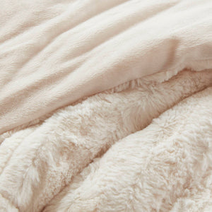 JLA Home Madison Park - Faux Super-Soft Faux Fur Comforter Mini Set with OEKO-TEX Certification for Luxurious, Warm Bedding Champagne MP10-3067