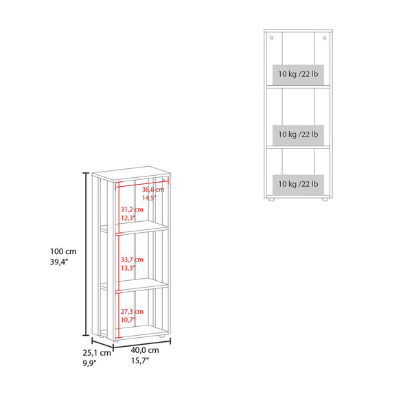 English Elm Eco 39" Tall Four-Tier Bookcase with Slim Profile, Modern Storage Solution for Small Rooms White 9.4 L x 27 W x 7 H B070P254756