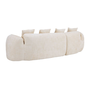 English Elm Beige Chenille L-shaped Sectional Sofa with Chaise Deep Seating and Curved Armrests Beige W3612S00017