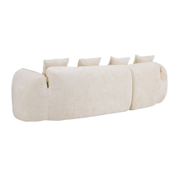 English Elm Beige Chenille L-shaped Sectional Sofa with Chaise Deep Seating and Curved Armrests Beige W3612S00017