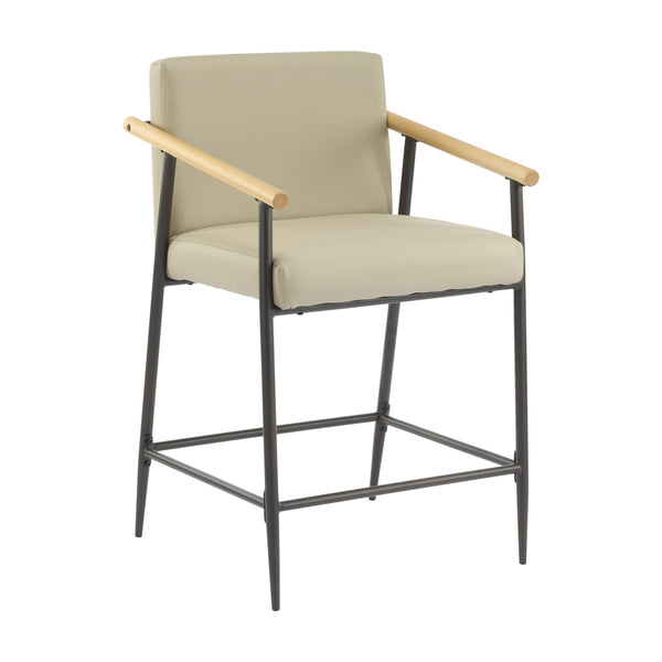 English Elm Christopher Knight Home® - Counter Stool Mid-Century Modern Set of 2 with Metal Frame, Soft Cushions & Solid Wood Armrests Espresso,khaki N771P247153V