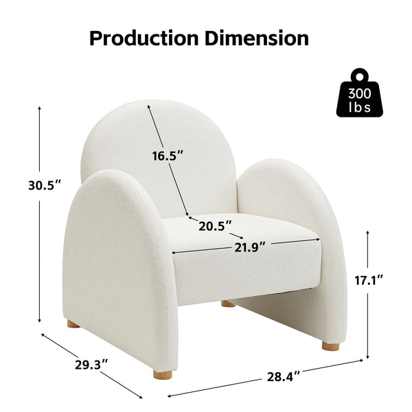 English Elm Modern Boucle Accent Armchair – Plush Beige Lounge Chair With Curved Armrests For Stylish Comfort T3903P372601